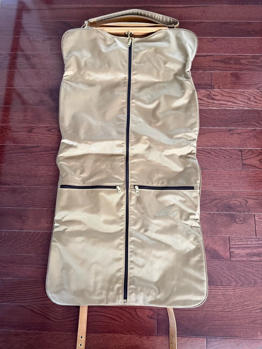 Samsonite Vintage Gold & Brown Leather Travel Suit Garment Folding Bag